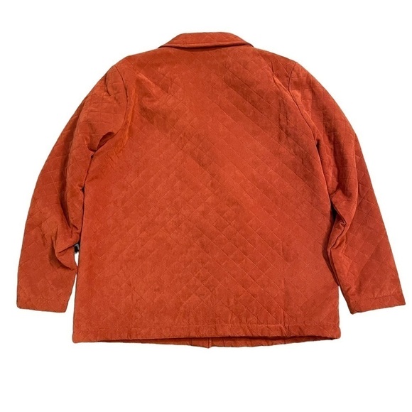 Lemon Grass Rust Orange Quilted Long Sleeve Barn Jacket Button Front. Large Tall - Picture 6 of 12